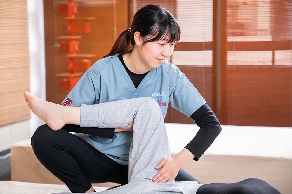 肉離れ改善後の女性患者の笑顔