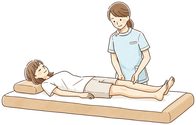 ゆらし療法の施術を受けている女性のイラスト