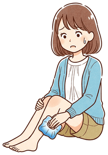 アイシングをし続けて不安そうな女性のイラスト