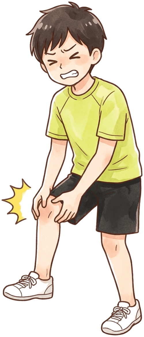 オスグッドで膝の痛みを感じている子供のイラスト