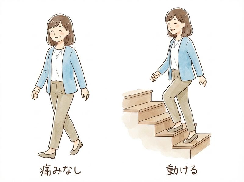 回復の定義:痛みなく歩ける・膝を動かせる状態